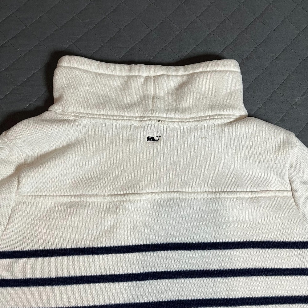 Vineyard Vines Women's Striped Mock Neck Pullover Sweatshirt White/Navy Size M - Picture 6 of 10